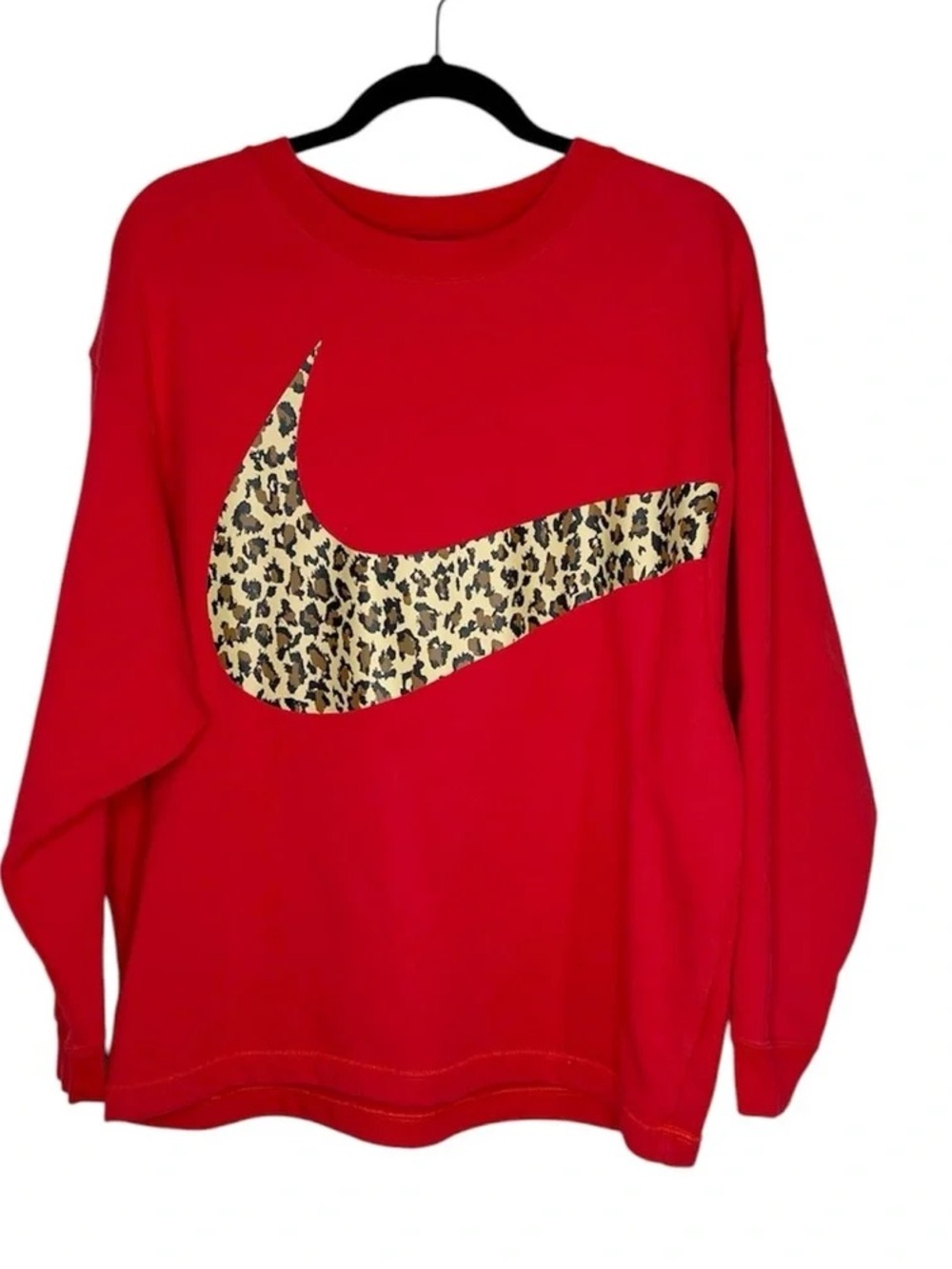 Nike Leopard Print and Red Oversized Sweatshirt size Medium